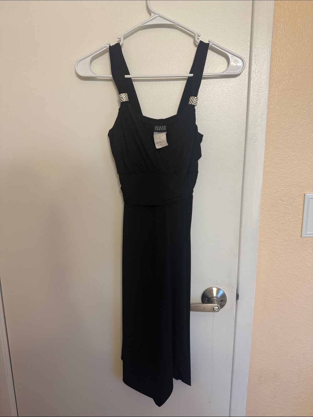 Joyce Leslie Black Midi Dress with Jeweled Straps